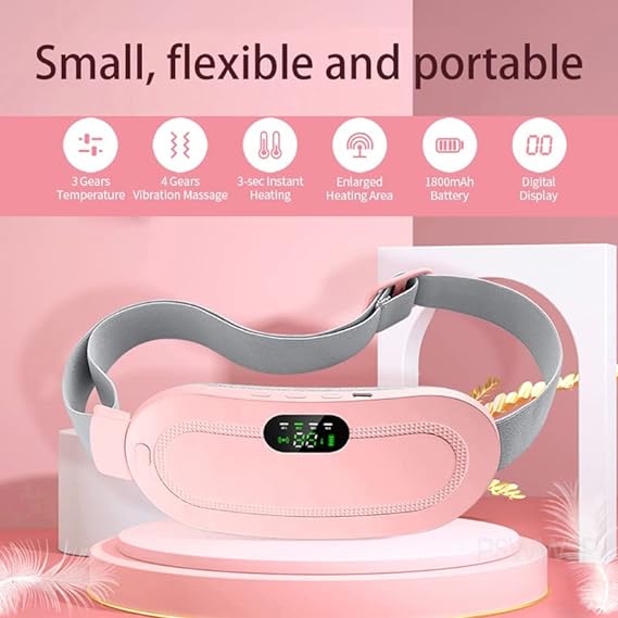 Electric Period Cramp Massager Vibrating Heating Belt for Menstrual Colic Relief
